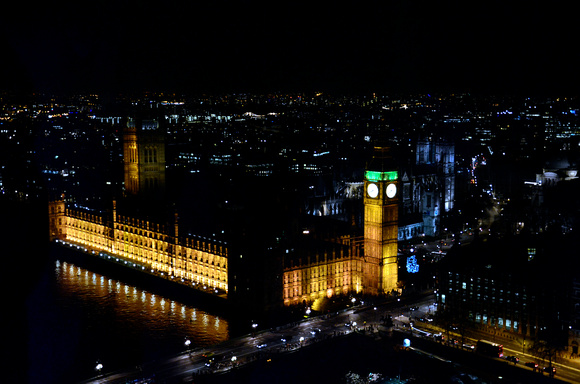 Aerial view of the Houses of Parliament and Westminster Abbey